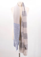 Gloria Oritz Grey, Blue and Beige Striped Scarf