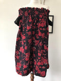 Mother of Pearl Silk-Satin Off-the-Shoulder Rose-Print Dress