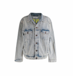 Balenciaga Acid-wash denim neon printed logo back jacket
