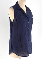 Equipment Navy Linen Sleeveless Shirt