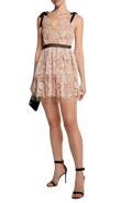 Self Portrait Light Pink Floral Lace Starlet Mini Dress