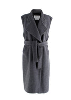 Harris Wharf Grey Shearling Wool Long Gilet