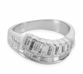 Baguette Cut Double Row 18kt White Gold Ring - Size M½