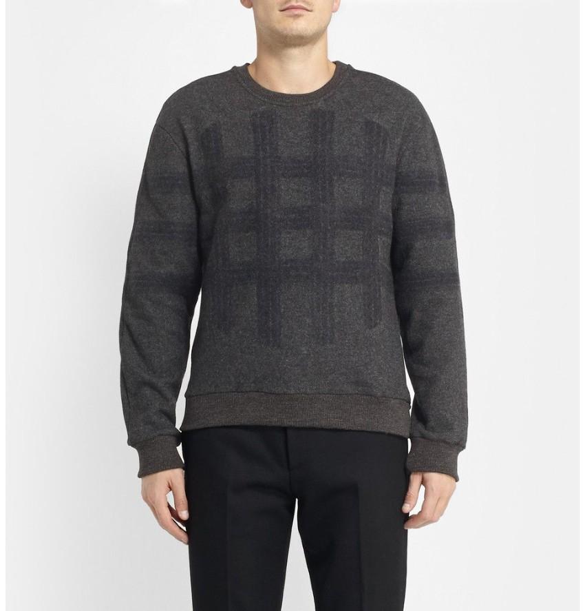 Wooyoungmi Grey Double Layer Wool Blend Check Jumper