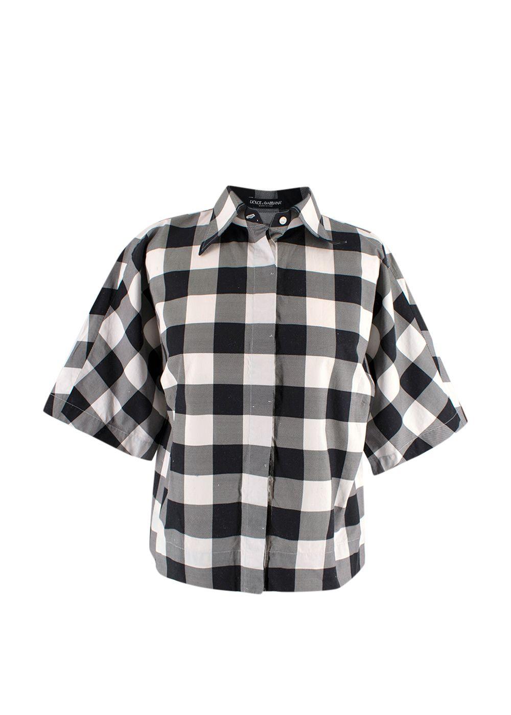 Dolce & Gabbana Black and White Check Short Sleeve Shirt