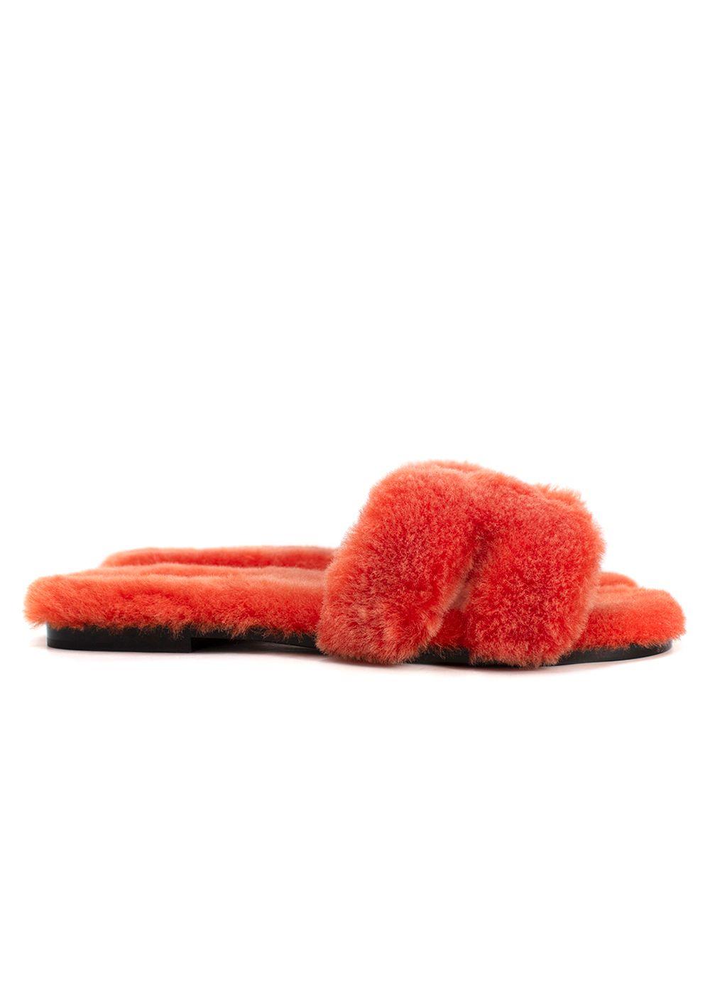 Hermes Orange Fluffy Oran Sandals