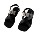 Hermes Oversized Kelly Buckle Black Sandals
