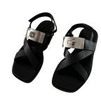 Hermes Oversized Kelly Buckle Black Sandals