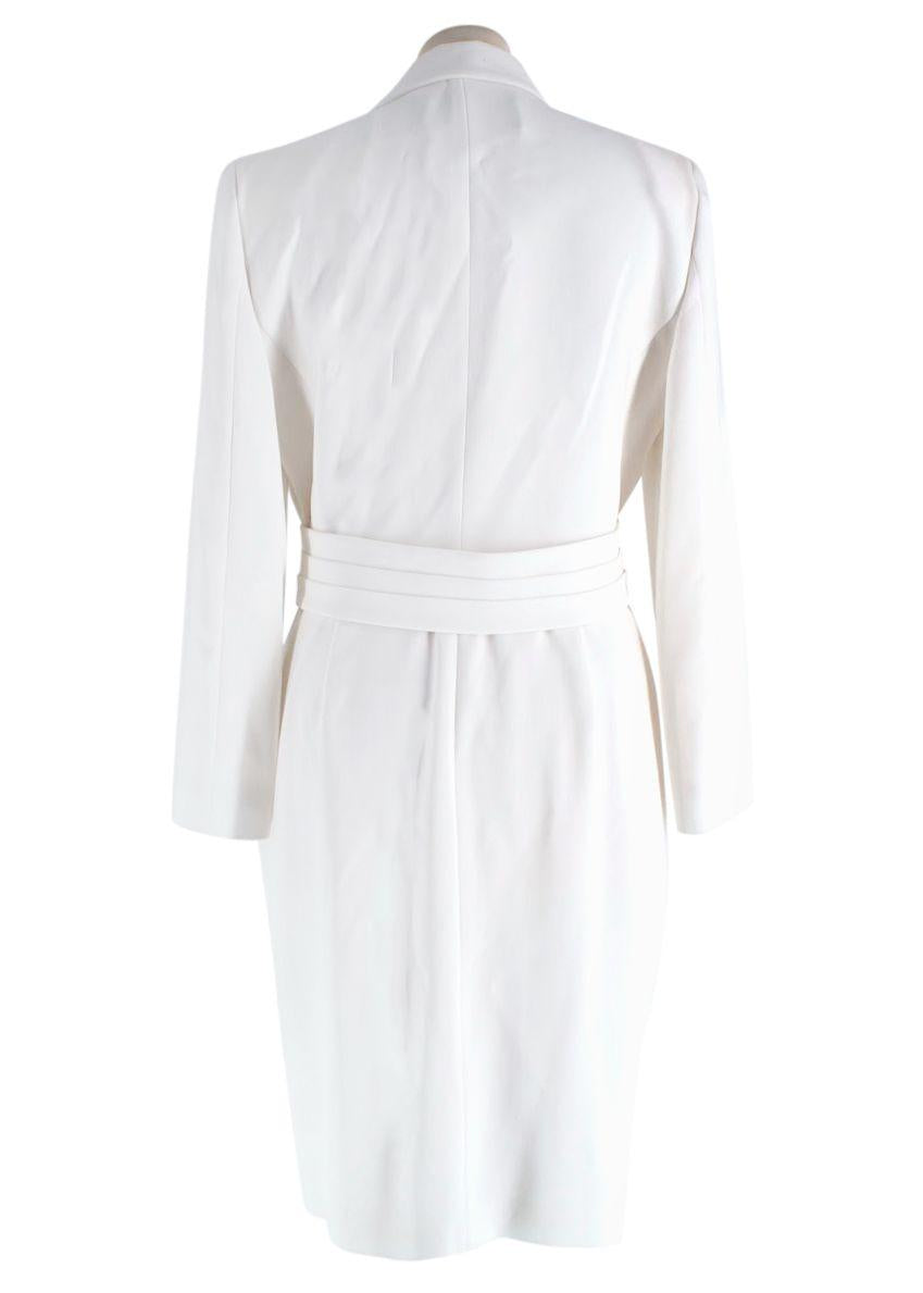 MaxMara White Blazer Dress With Fringe Trim Detail