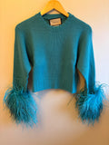 Gucci Green Feather Cuff Sweater