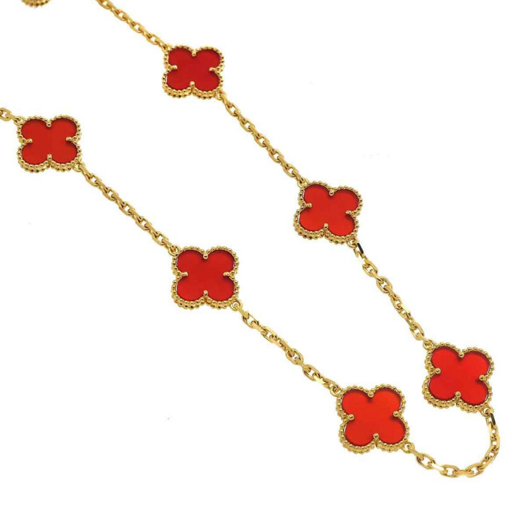 Van Cleef & Arpels Red Carnelian Vintage Alhambra Necklace