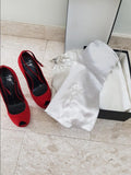 Giuseppe Zanotti red suede open toe ankle strap pumps