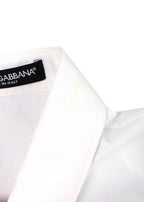 Dolce & Gabbana White Cotton Poplin Shirt with Pink Crystal Buttons