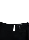 Eileen Fisher Black Textured Cupro Round Neck Top