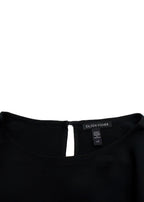 Eileen Fisher Black Textured Cupro Round Neck Top