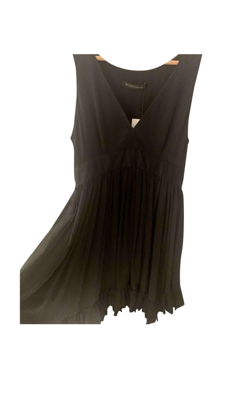 Balenciaga Black Draped Silk Dress