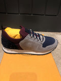 Grey suede & burgundy jersey trainers