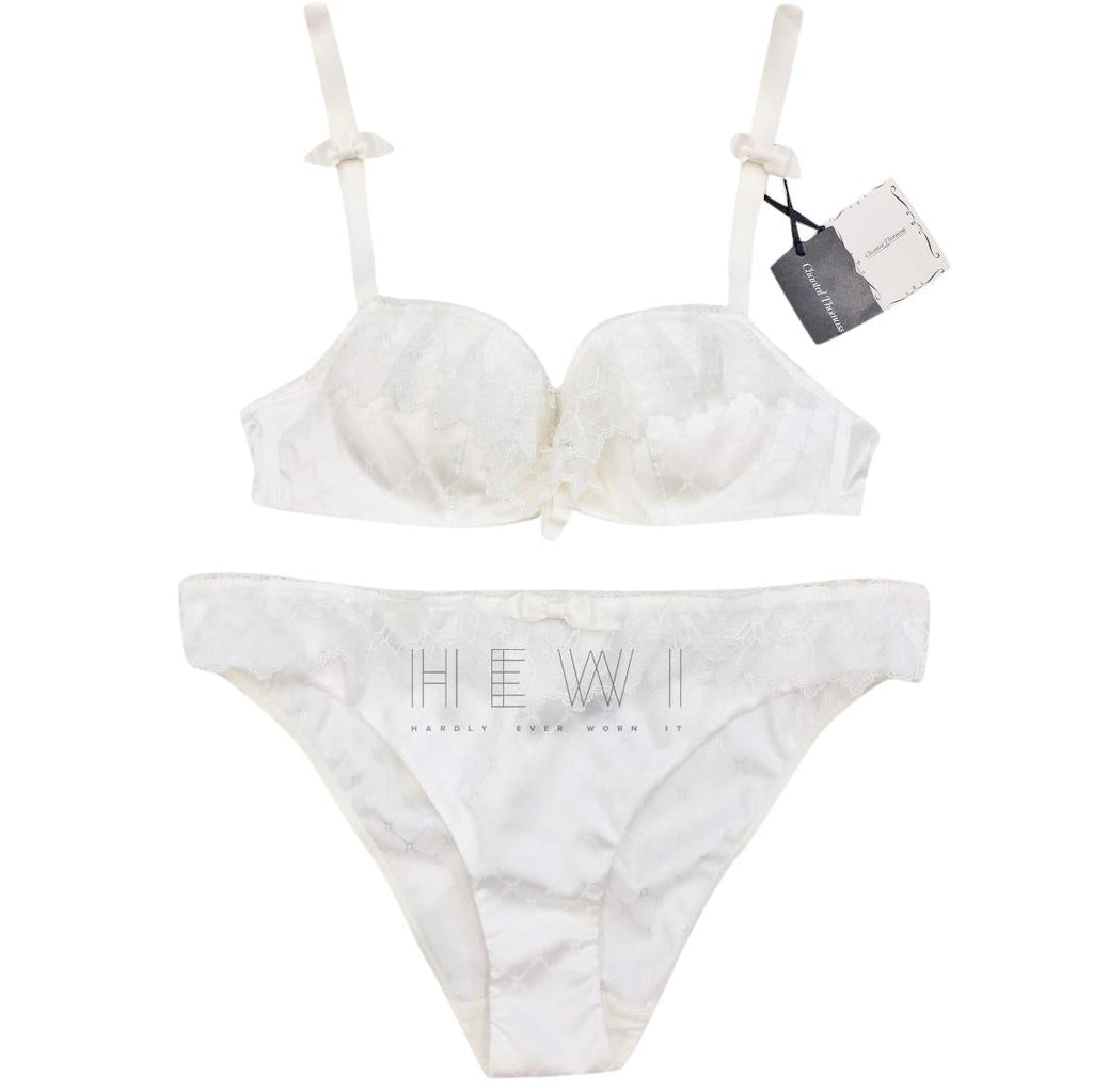 Chantal Thomass Leavers Lace & Satin Jacquard Pad Bra & Brief Set