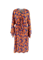 Orange and Purple Floral-print Dress
