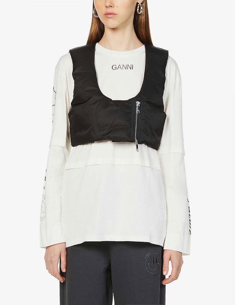 Cropped Black Zip Front Vest