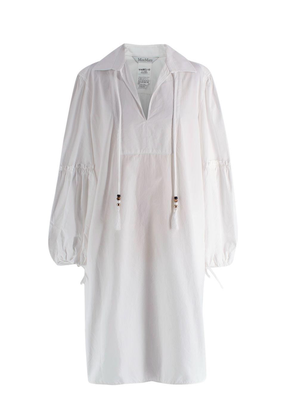 Max Mara White Fedora Balloon Sleeve Dress