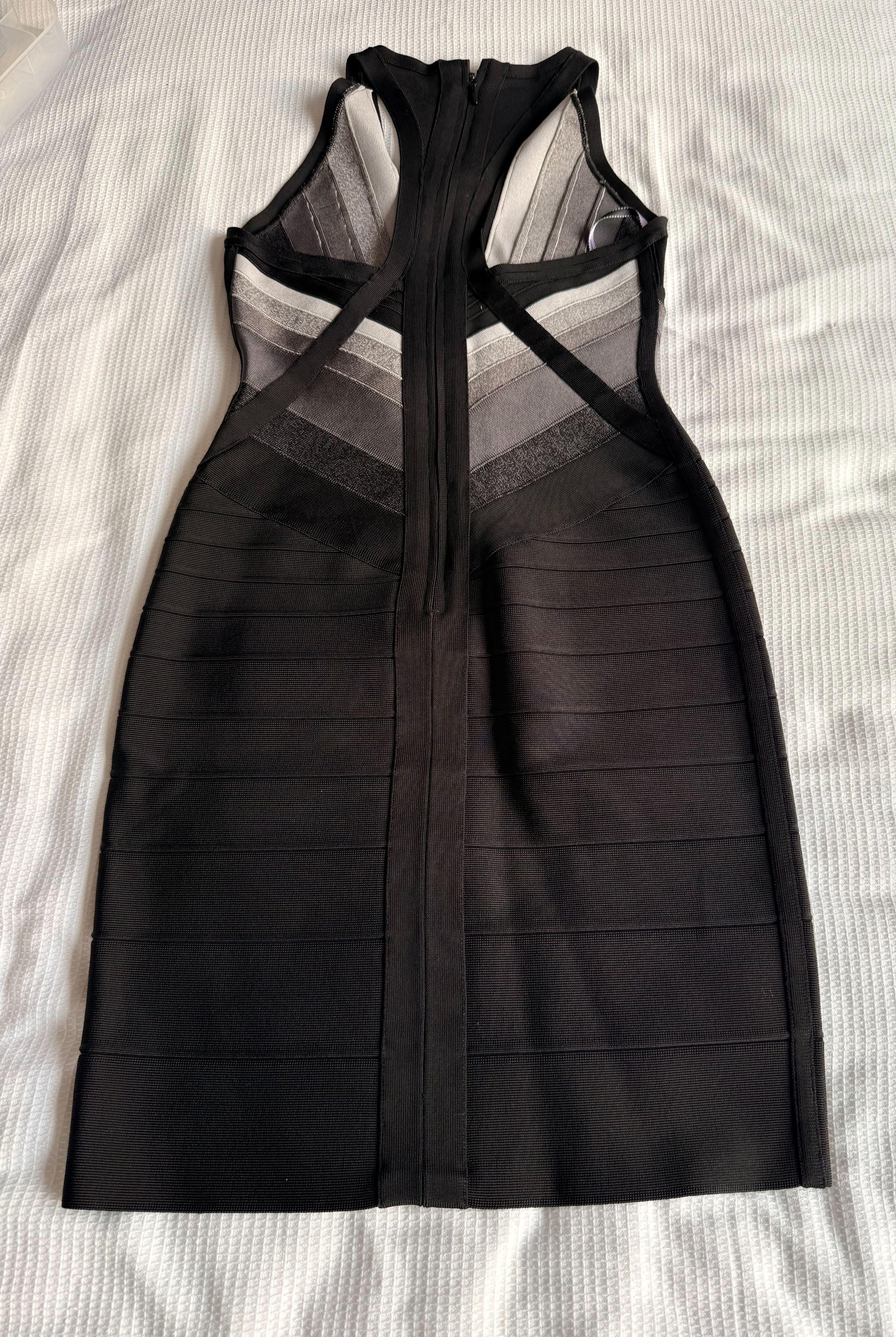 Herve Leger Black/Grey Bandage Dress