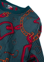Hermes Teal Chain Print T-Shirt