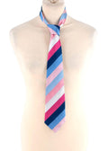 Pink and Blue Diagonal Stripe Silk Tie