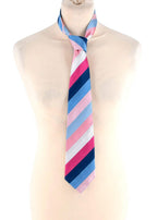 Pink and Blue Diagonal Stripe Silk Tie