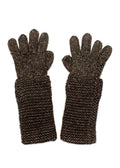 Ralph Lauren Brown Metallic Wool Blend Beanie and Gloves