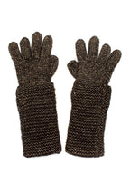 Ralph Lauren Brown Metallic Wool Blend Beanie and Gloves