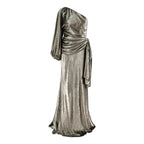 Maria Lucia Hohan Amaris Khaki Lurex Velvet One Shoulder Gown