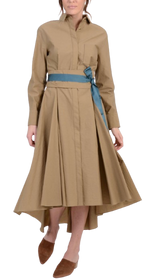 Brunello Cucinelli Tan Belted Shirt Dress