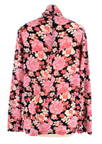 Prada Pink Floral High Neck Silk Blouse