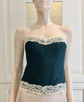 Millesia Couture Forest Green Silk & Calais Leavers Lace Corset