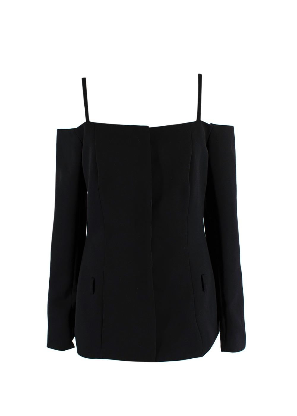 Off Shoulder Black Virgin Wool Top