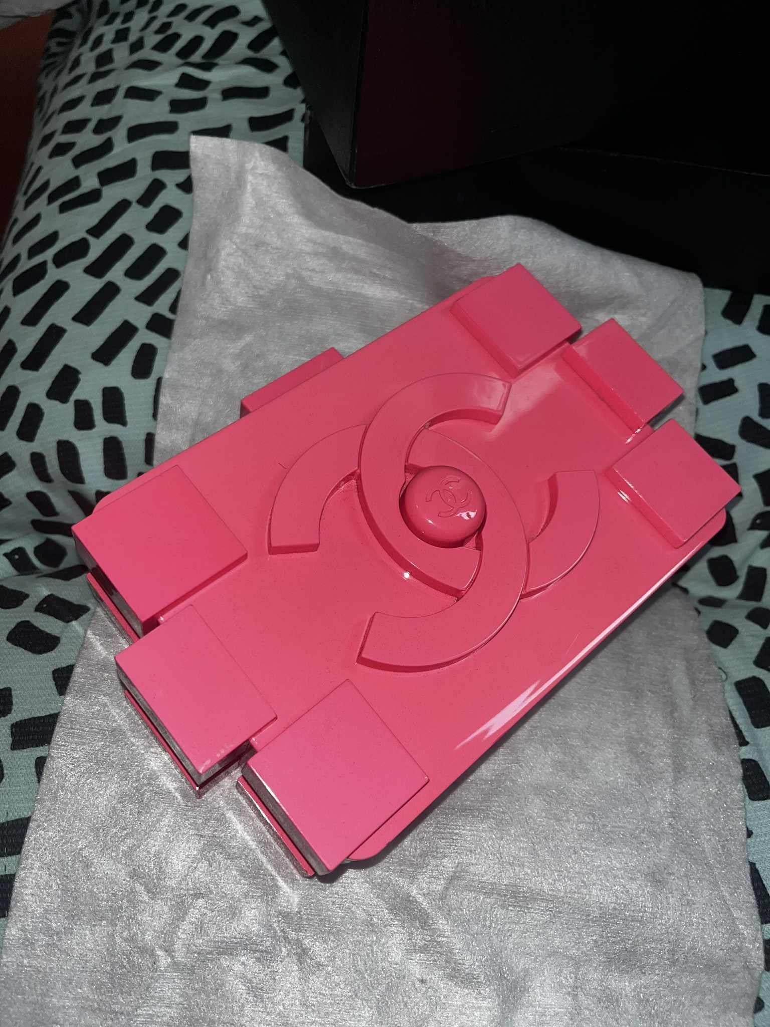 Chanel Pink Acrylic Lego Clutch on Chain