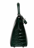 Crocodile Niloticus Lisse Vert Foncé 25cms Kelly with Palladium Hardware