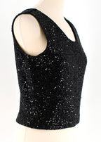 Bespoke Black Sequin Sleeveless Top
