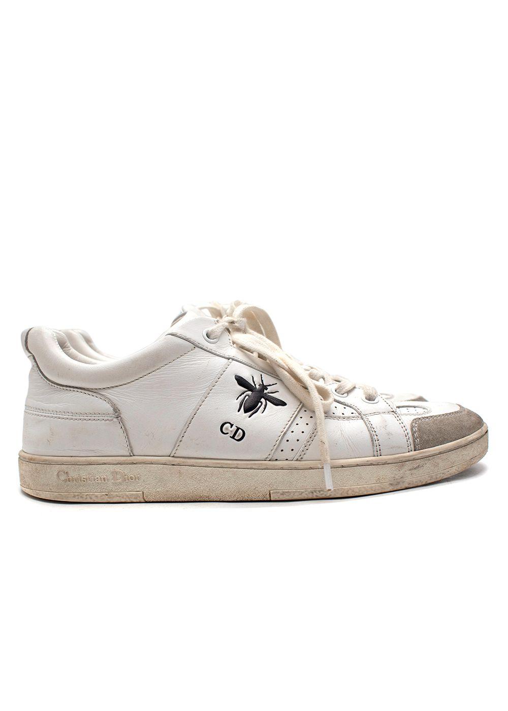 Dior White Suede Toe Cap Leather Bee Trainers