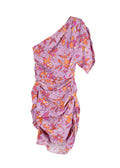 Isabel Marant Purple Patterned Off Shoulder Mini Dress