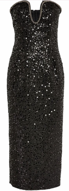 Self-Portrait Black Sequin-embellished Boucle Midi Dress