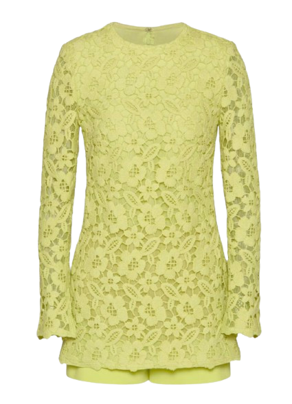 Valentino Flash Green Cordonetto Lace Playsuit