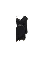 Black silk & lace one shoulder dress