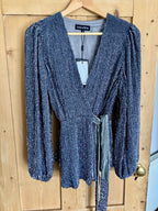 Retrofete Gun Metal Sequin Bette Blouse