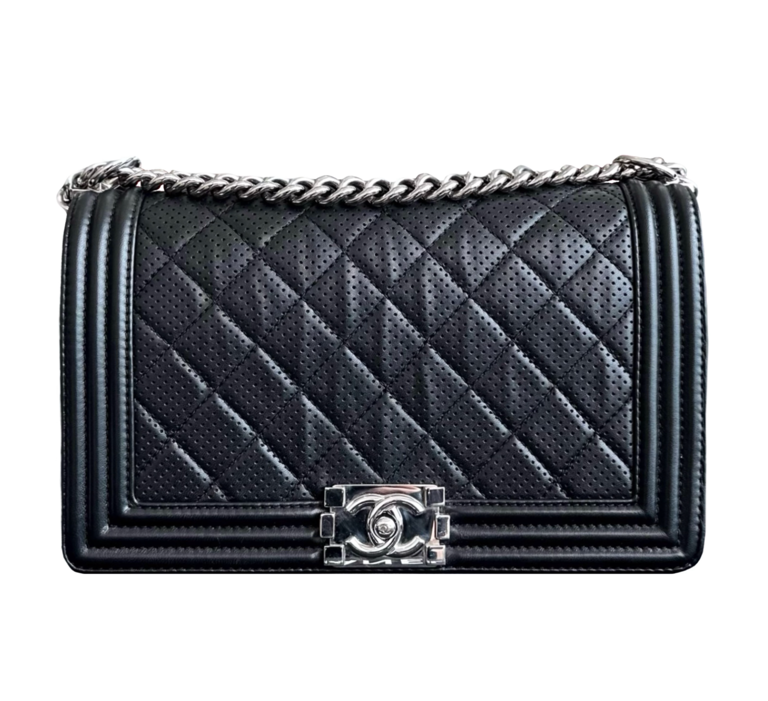 Chanel Black Perforated Boy Bag