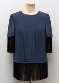 Alice by Temperley Navy Fringed Blouse