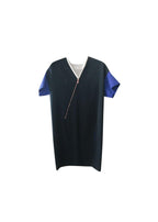 Black & Blue Asymmetric Zip Dress