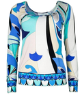 Emilio Pucci Blue Abstract Print Long Sleeve Top
