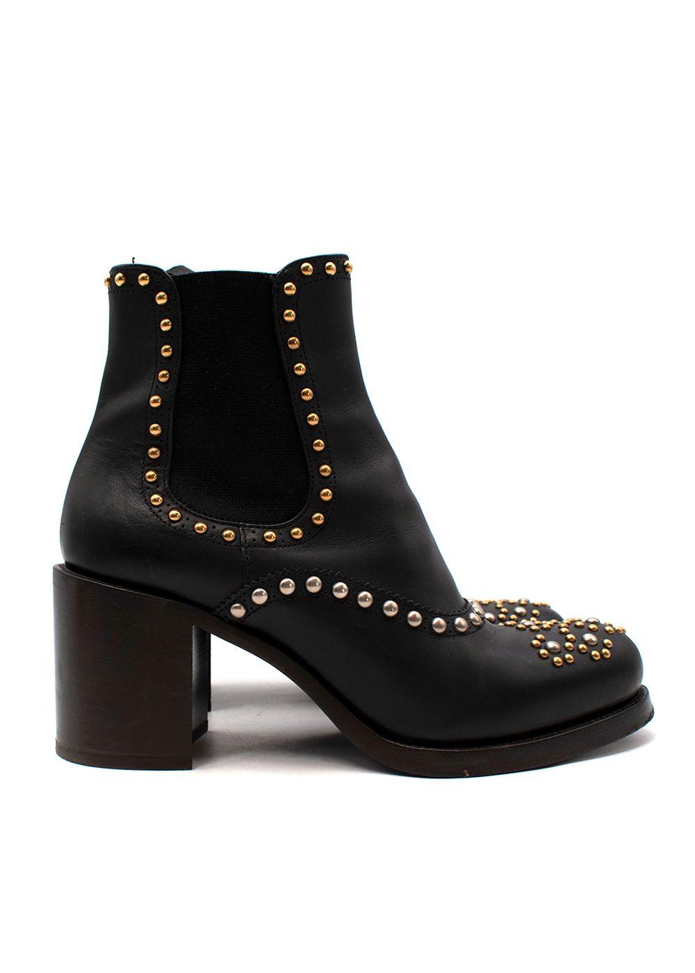 Prada Black Studded Western Boots
